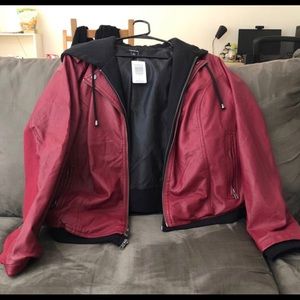 Torrid Red Leather Jacket with Hoodie